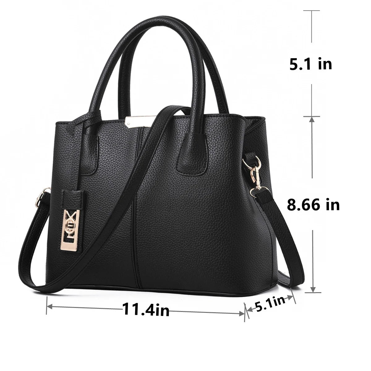 Bellissimabagllc Leather Bag for Women - Handbag with Shoulder, Black